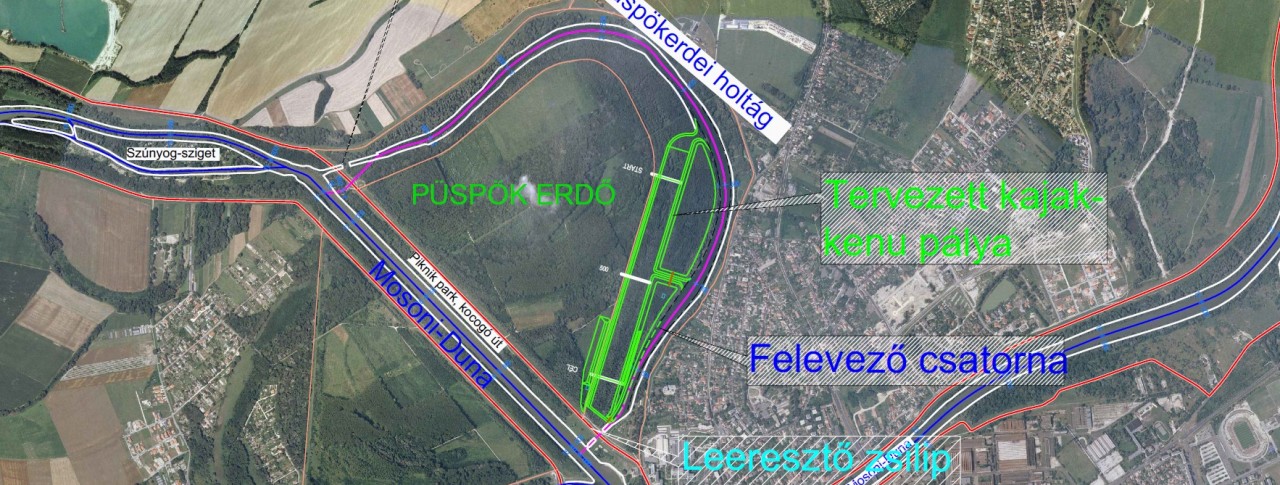 Győr Püspökerdő kajakpálya terv