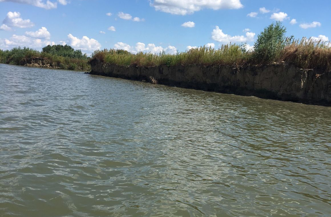 Tisza-tó összekotort iszapból készült sziget, melyet a víz elpusztít. Kép: Hadházy Ákos